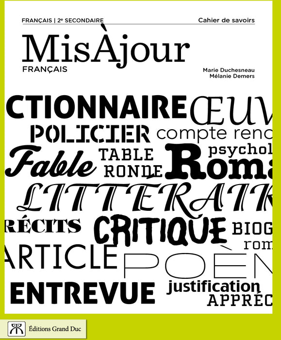 MisÀjour Français + grammaire 2e secondaire - Cahier de savoirs, 2e éd. - Accès web 1 an (livraison électronique)